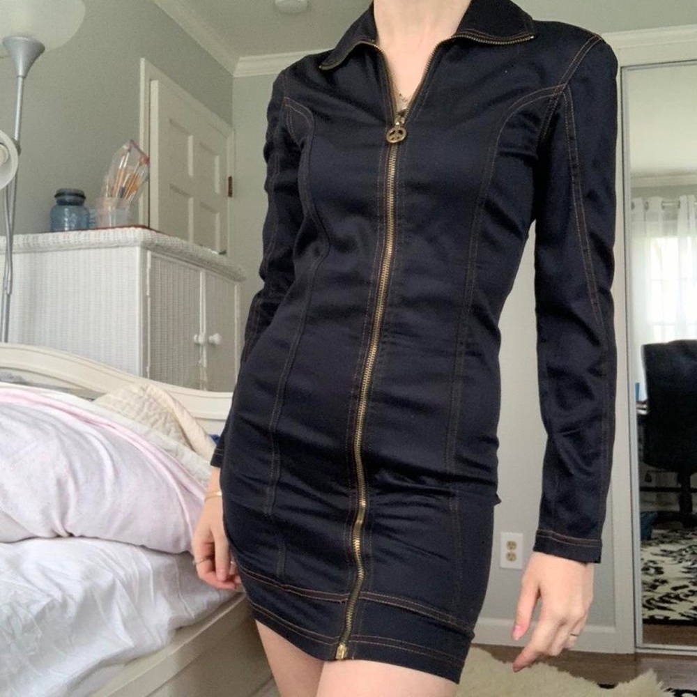 Gorgeous vintage Moschino Jeans denim zip up dress